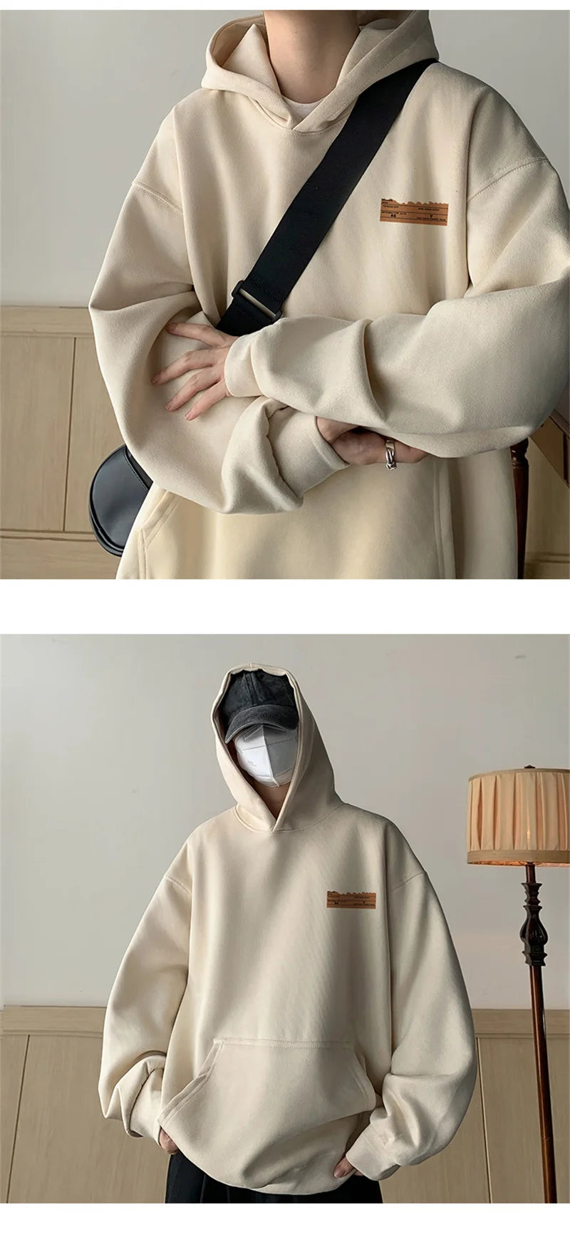 2026 New Suede Hooded Sweatshirts For Men Autumn Y2K Streetwear Printed Hoodies Hip Hop Fashion Retro Fleece Hoody Clothes