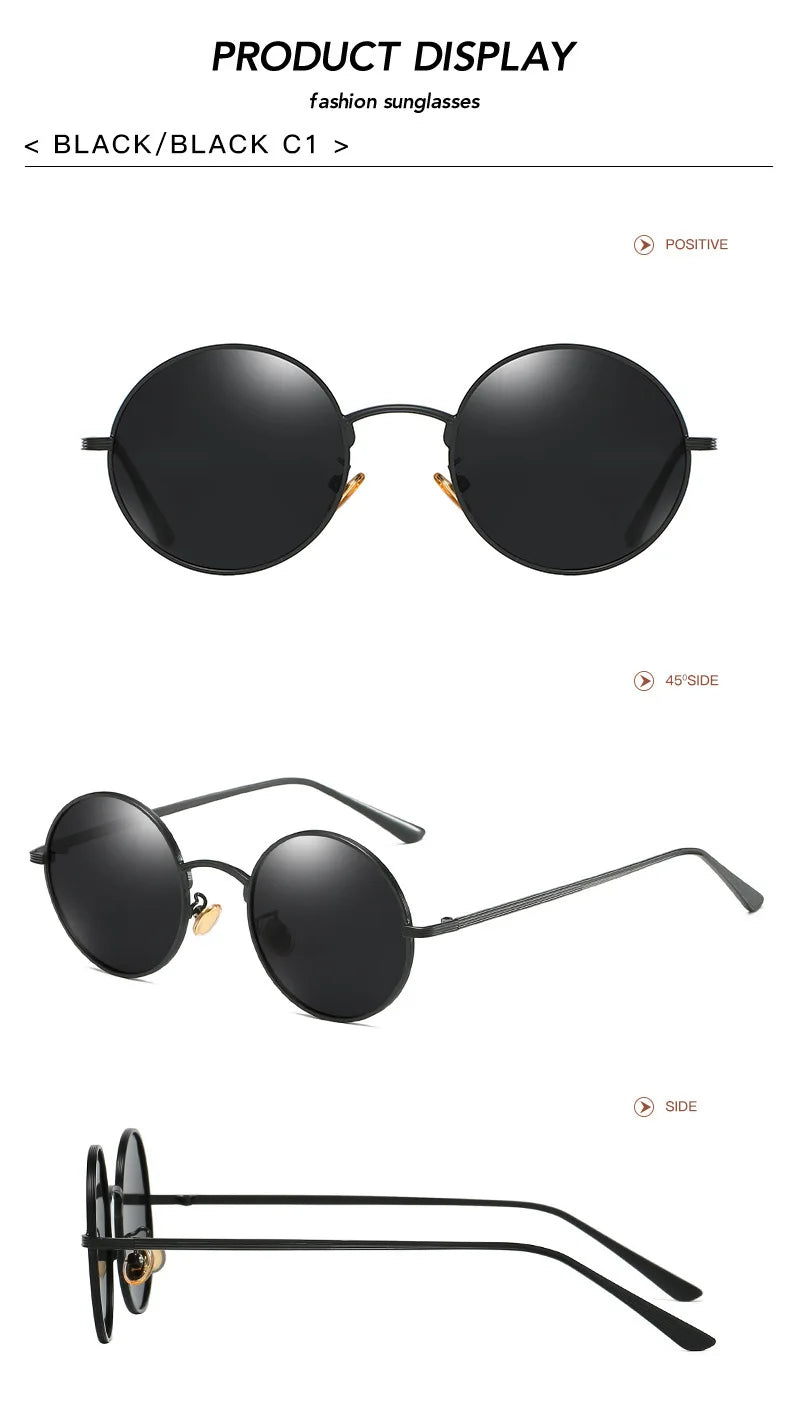 Men Polarized Sunglasses Retro Punk Style Metal Small Round Frame Sunblock Sun Glasses Drive Sports Outdoor Travel Eyewear T251