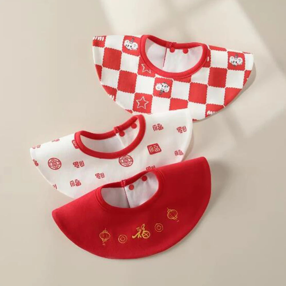 Baby Girl Bibs Waterproof Round Neck Infant Feeding Burp Cloth Saliva Towel Newborn Drool Bibs 3 Pieces