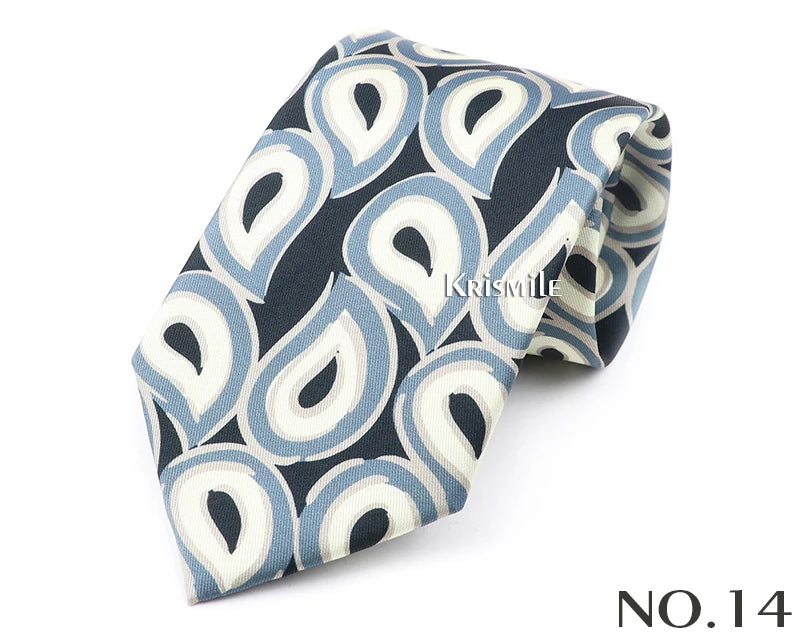 New Design Bohemian Style Necktie For Men Silk Touch Soft Blue Red Yellow Necktie Fit Wedding Party Business Office Accessory