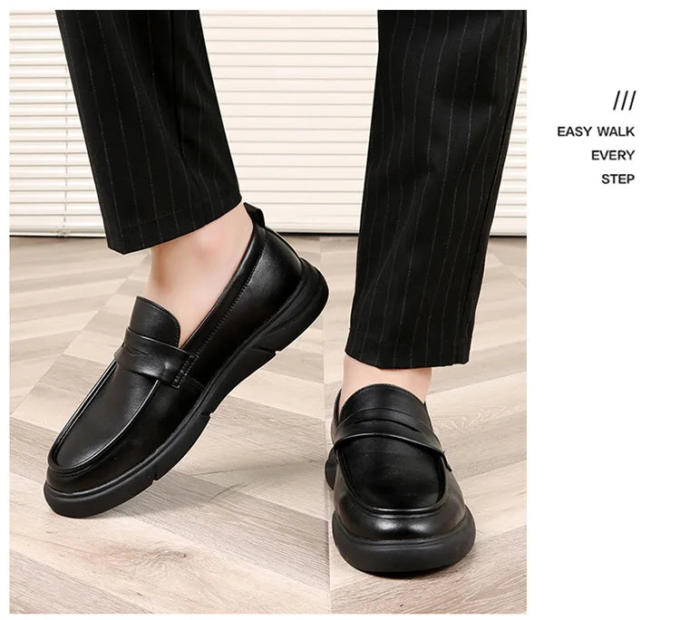 Genuine Leather Men's Business Leather Shoes Soft Soled Comfortable Men's Driving Shoes Loafers