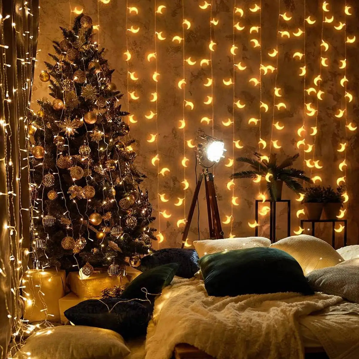 1pack Ramadan Decor Moon String Lights Battery Operated  LED Ramadan Mubarak Lights For Crescent Party Home Garden Living Rooms