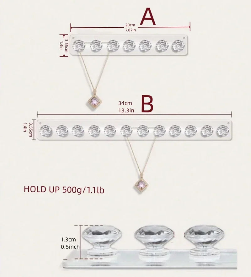 Necklace Hangers Acrylic Necklaces Holder Wall Mounted Jewelry Organizer Hanging Necklace Holder For Necklaces Bracelets Chains