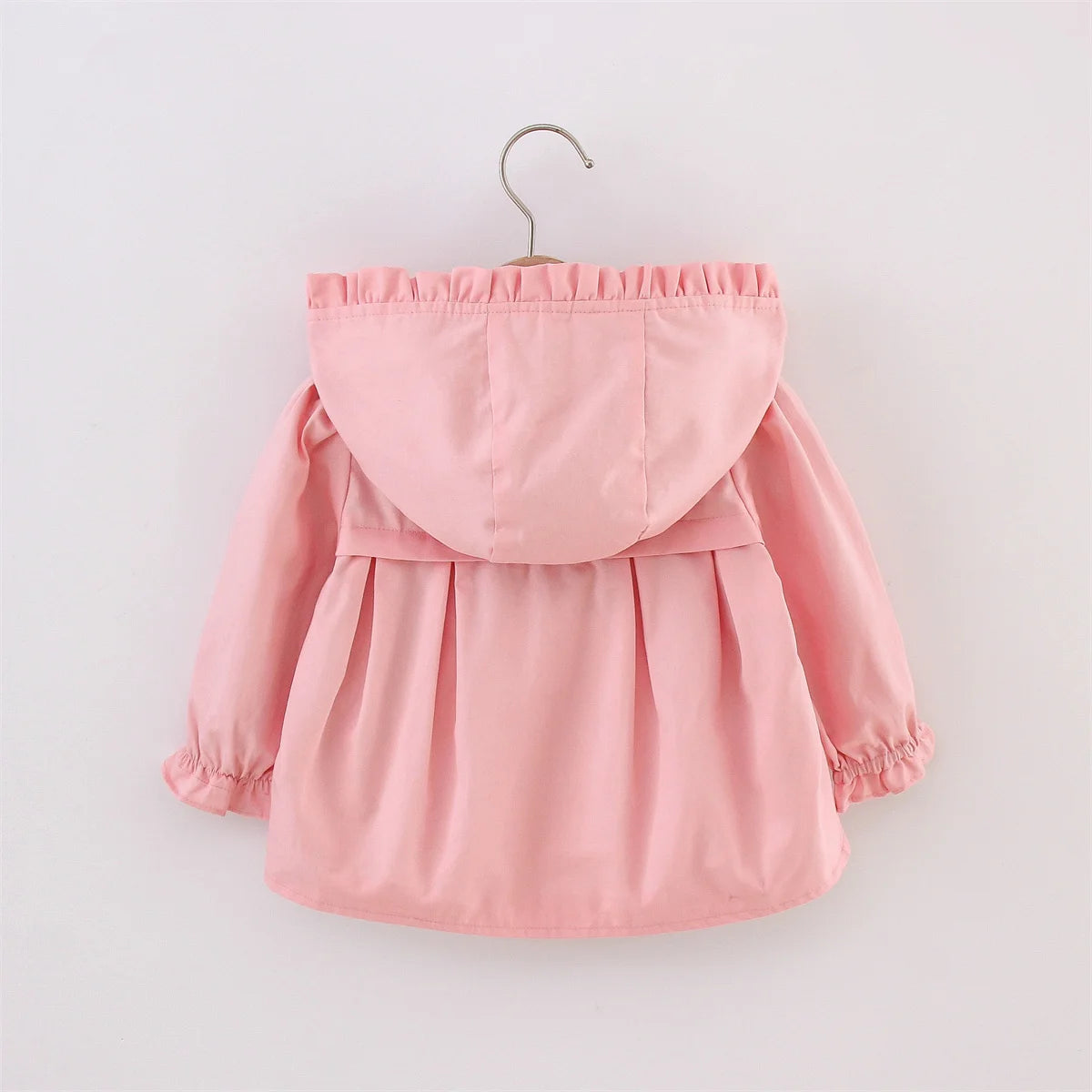 Girls' Long Sleeved Windbreaker Spring And Autumn Solid Blue Cat Single Breasted Korean Edition Daily Sweet Long Sleeved Coat