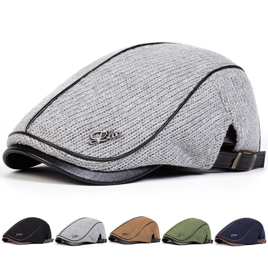 Men Letter Label Knitting Newsboy Caps British Painters Hats Spring and Autumn Adjustable Flat Cap Hip Hop Berets Peaked Cap