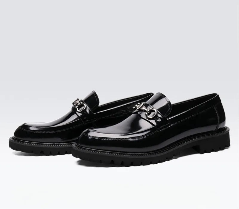 Men's Dress Leather Shoes Horse Street Buckle High Quality Men's Oxford Shoes Wedding Party Office Formal Shoe Large Size 38-48