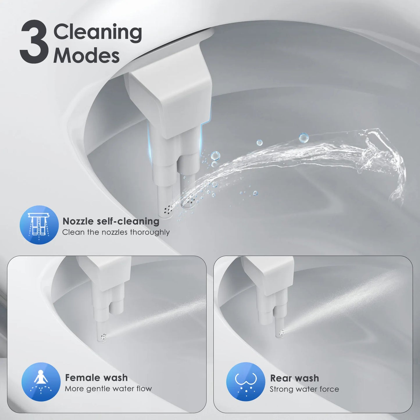 Bidet Attachment for Toilet Seat Self Cleaning Attachment Non-Electric Dual Nozzle Bidet Adjustable Water Pressure Ass Sprayer