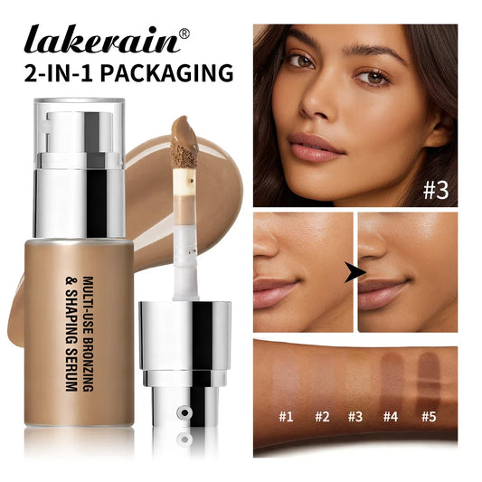 Lakerain Contouring Shaping Serum Long Lasting Nature Bronzing Foundation Deep Moisturizing Brighten Facial Contouring Concealer