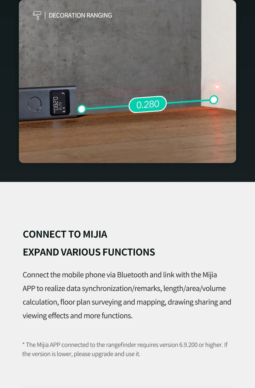 Original Xiaomi Mi Smart Laser Rangefinder Real Time Distance Meter LCD Display Range Finder Tape Measure Work with Mi Home APP