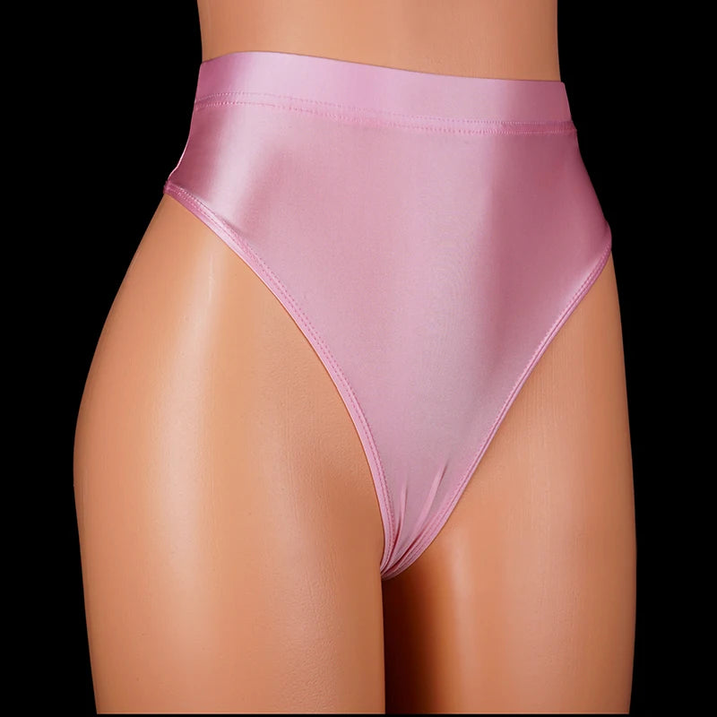 Japan Style Women Sexy thongs Shiny Smooth High Waist G-string Sexy T-Back lingerie Thong UnderWear Satin Glossy Femme Tight