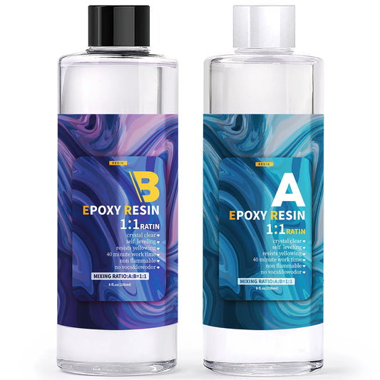 Epoxy Resin Kit, 1:1 Ratio, Crystal Clear, High Gloss Finish, Bubble-Free, Odorless, Non-Toxic, Non-Flammable With Gloves, Stic