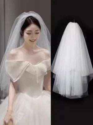 Wedding Veil Bridal Headwear Engagement Proposal Simple Elegant Soft Tulle Headpiece for Bride Ceremony Registration