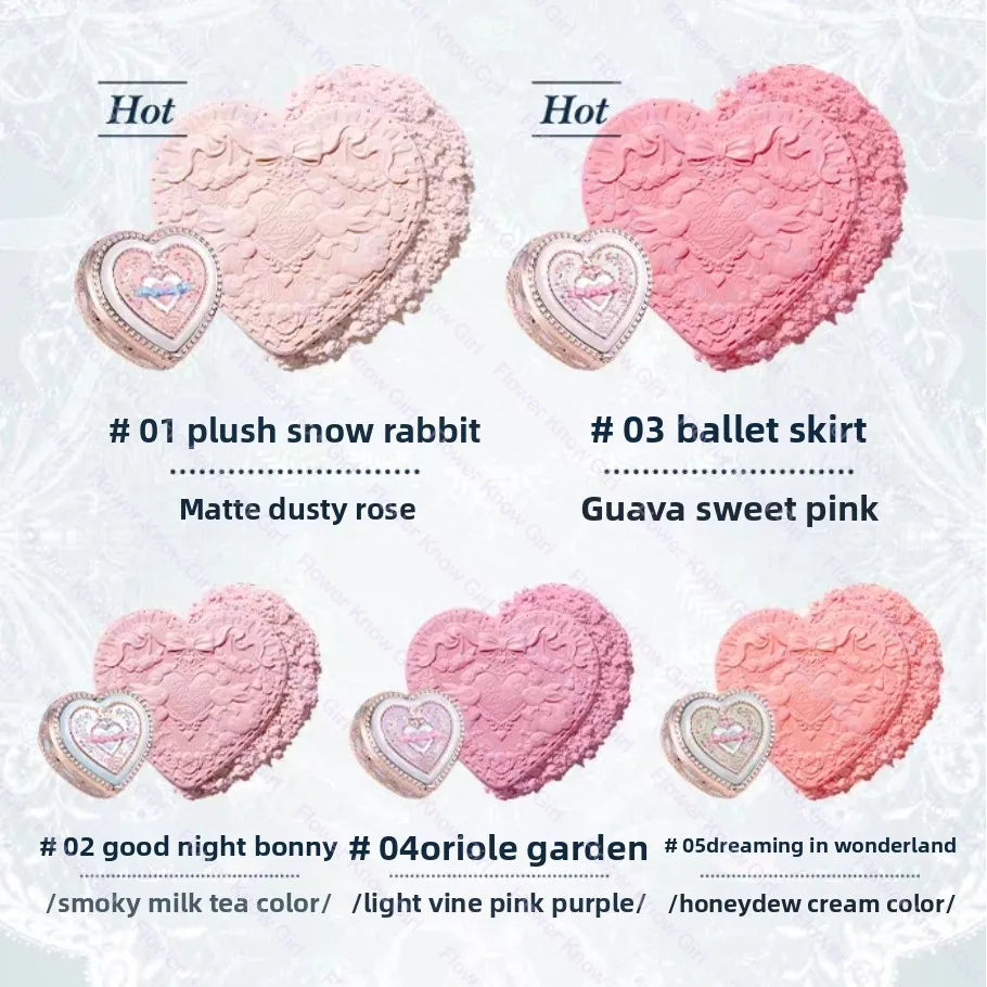 Flower Knows Bunny Garden Collection blush Lyophilized Silk Natural Look Facial Makeup Original Cosmetics