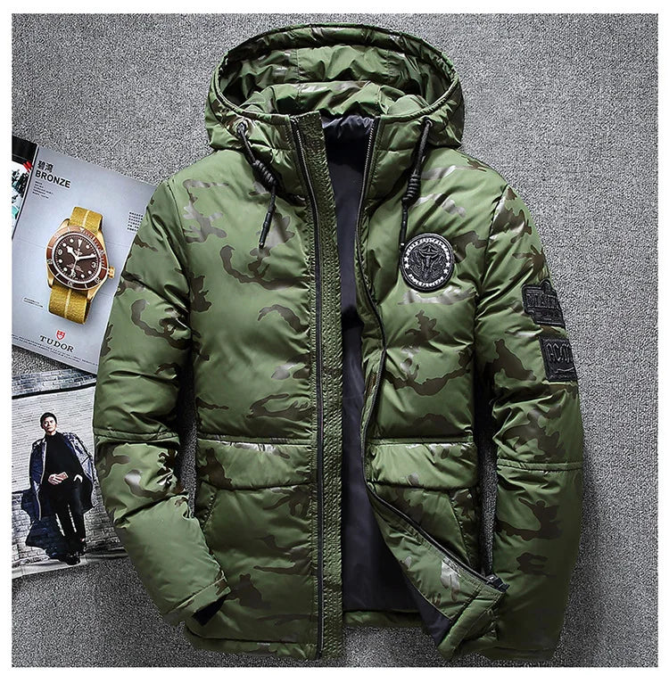 Men's Winter Warm White Duck Down Jackets Men Outwear Thick Snow Parkas Hooded Coat Male Casual Thermal Windproof Down Jacket