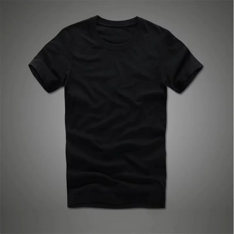 Men's 100% pure cotton solid color O-neck short-sleeved T-shirt high quality top soft clothing spring and summer new