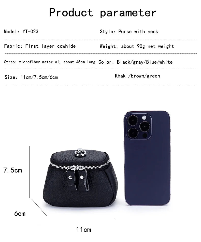 Ladies Genuine Leather Cosmetic Bag Fashion Cosmetic Case Makeup Bag Women Clutch Mini Toiletry Bag Cosmetic Pouch with Lanyard