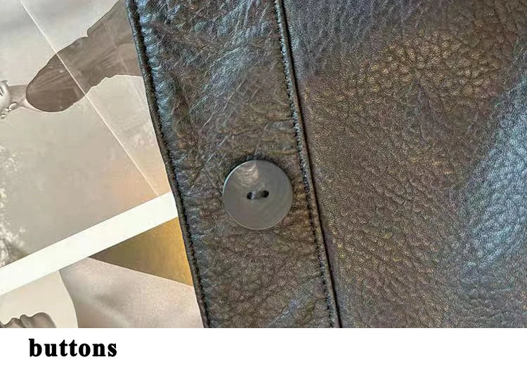 Retro Leather Bomber Jackets for Women Genuine Foam Leather Bubble Texture Short Coat Female Square-Cut Lapel Slim Fit Chaquetas