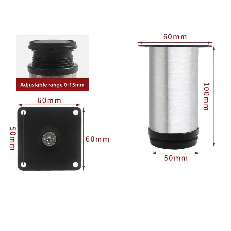 4Pcs 50mm-300mm Furniture Adjustable Cabinet Legs Stainless Steel Furniture Legs Cabinet Table Sofa Bed Feet Furniture Legs Feet