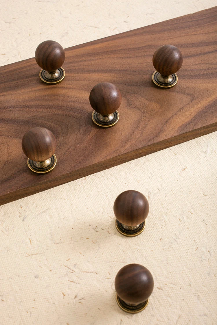 The Furniture Is Made Of Antique Walnut Wood With Solid Brass Small Handles Wardrobe Handles Kitchen Drawers Single-Hole Knobs