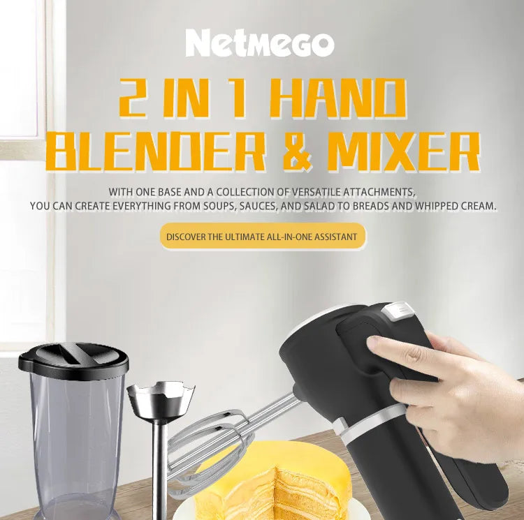 Manual Hand Blender 800 Peak Watt 1 Speed Immersion Blender And 7 Speed Hand Mixer Easy Glide Hand Blender Electric 600ml