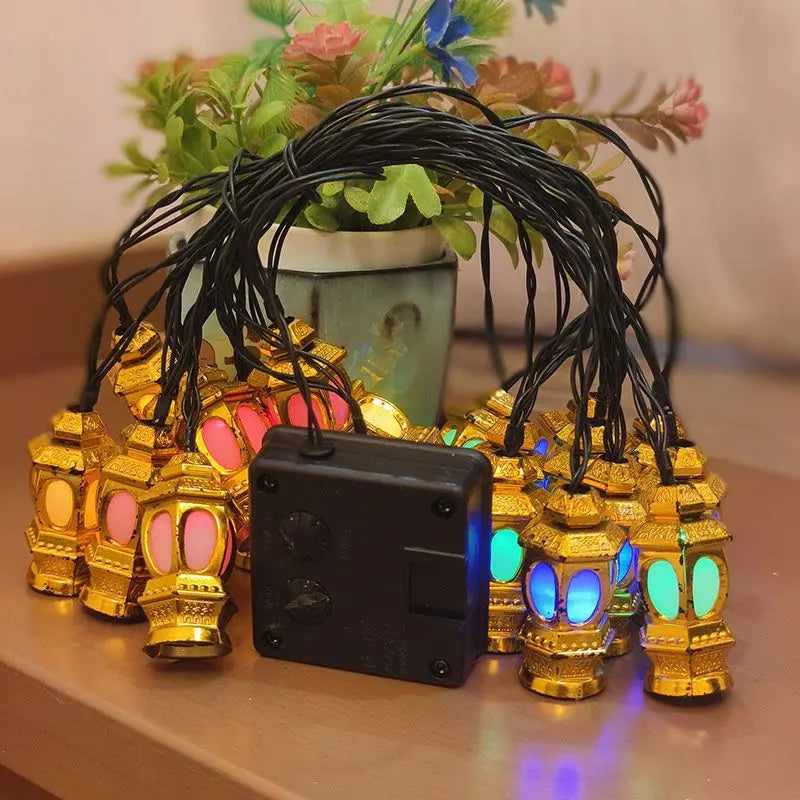 Solar Powered Lantern String Light 20 LEDS Eid Ramadan Decorative Lamp Outdoor/Indoor Waterproof for Islamic Home Garden Decor