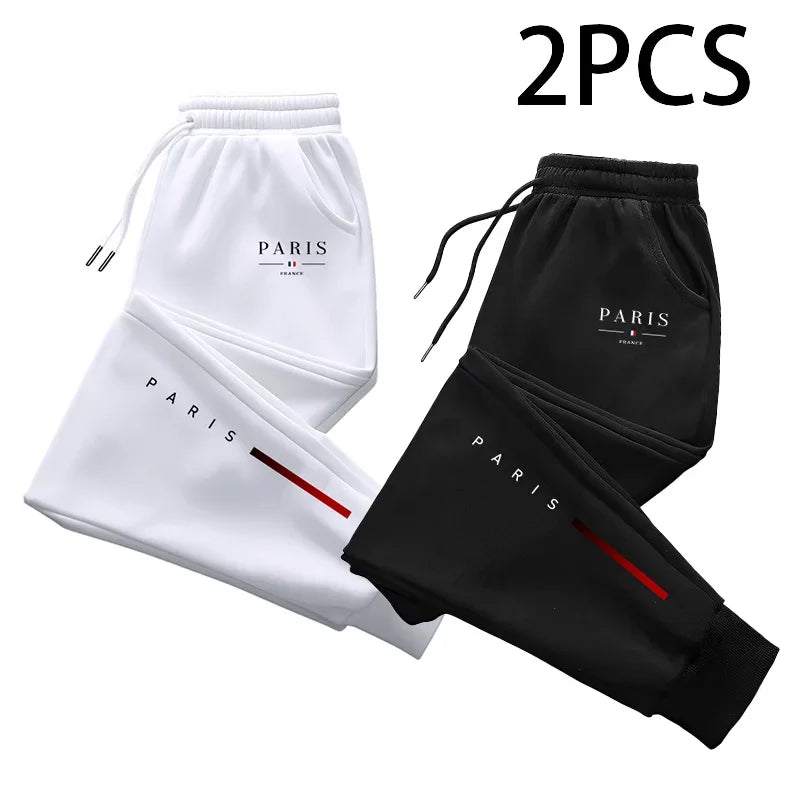 2 in 1 Sweatpants for Man Fall Winter Daily Casual Sporty Jogger Pants Paris Fashion Print Trousers Home Outdoor Comfort Bottom