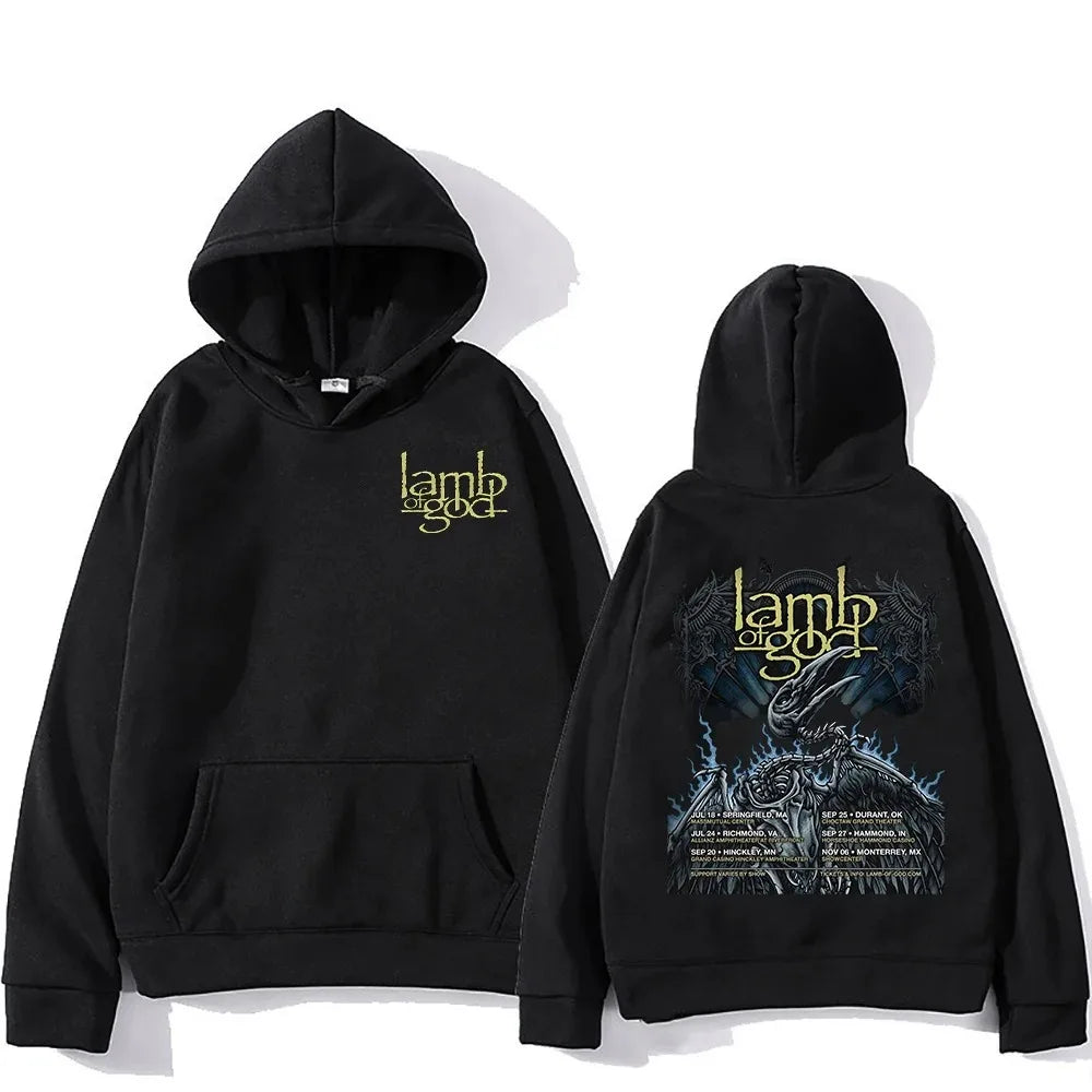 Mental Band Lamb of God Heavy Album Covers Graphic Print Hoodies Men Women Street Sweatshirts Loose Casual Oversized Pullovers
