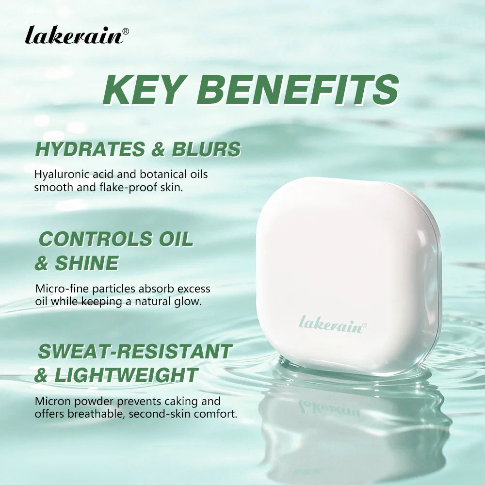 Lakerain Blurring Oil Control Powder Smooth Matte Finish Sweat Humidity Resistant Leak-Proof Design Blurring Hydrating Powder