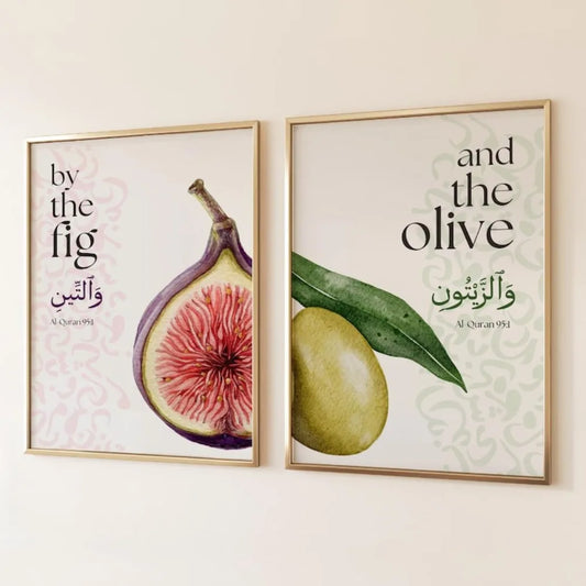 Frameless Figs and Olives Islamic Wall Arabic English Qur'an Verses Modern Islamic Home Decor Printable Qur'an Art Muslim Gifts