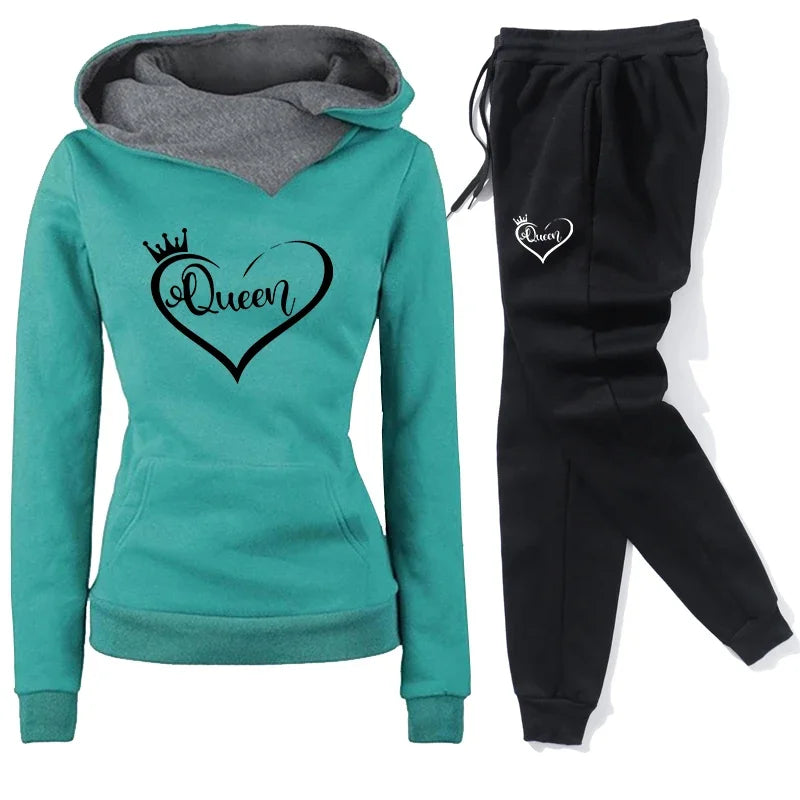 Fashion Women's Tracksuit Autumn Winter Quality Hoodies Casual Print Single Sport Pants Comfort Outdoors Daily Jogging Gym Woman