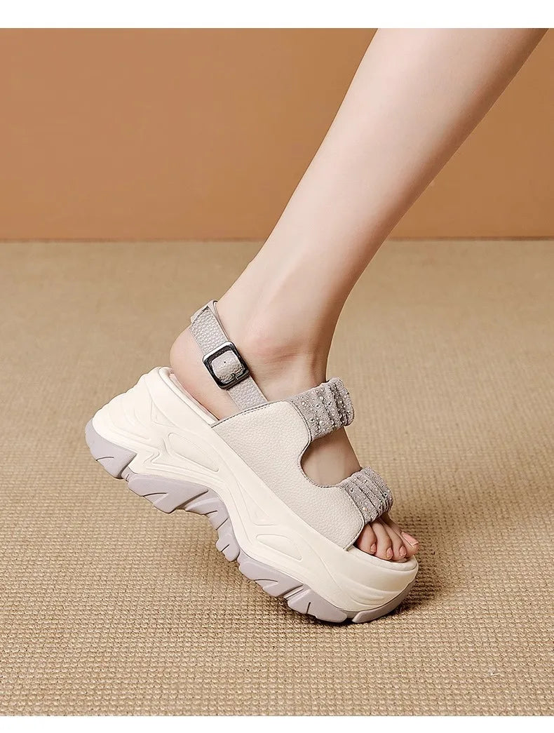 Modern Wedges Sandals For Women's Summer New High Thick Sole Sandals female height Increasing Shoes Woman Ladies Platform Shoes