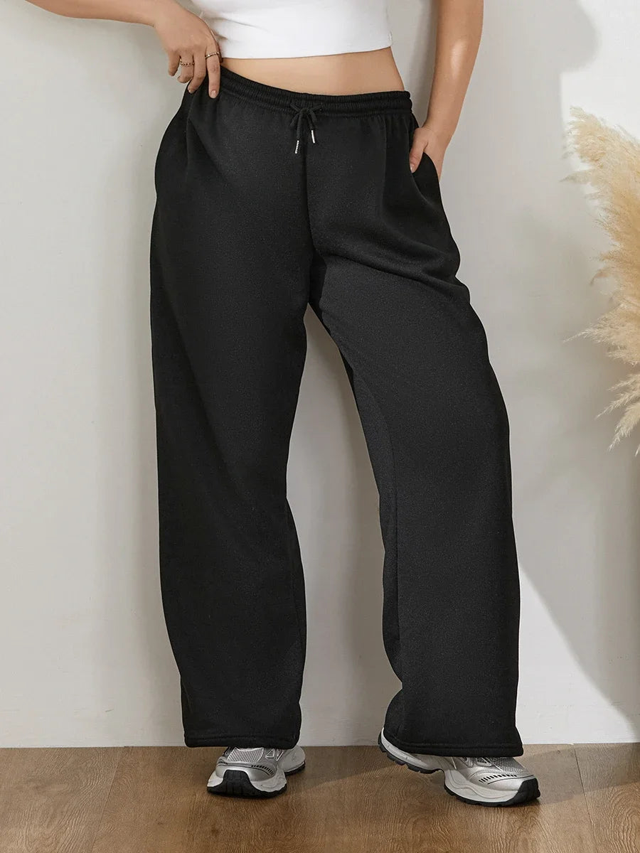 Womens Wide Leg Sweatpants Elastic High Waist Straight Legged Sweatpants Basic Baggy Comfy Jogger Sweat Pants Orange Gray Bottom