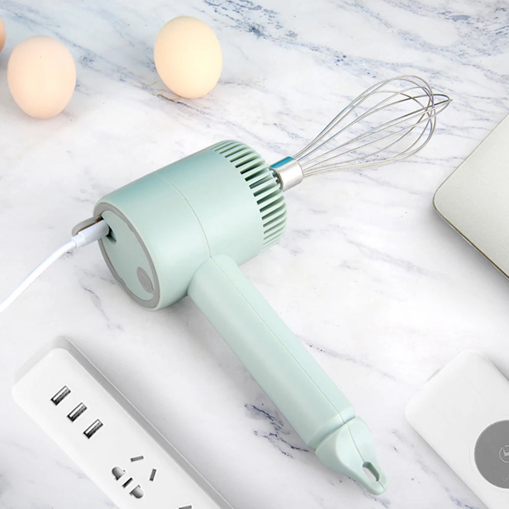 USB Electric Food Mixer Wireless Hand Blender Portable Garlic Crusher 3 Speeds Dough Cream Egg Beater Baking Masher Kitchen Tool