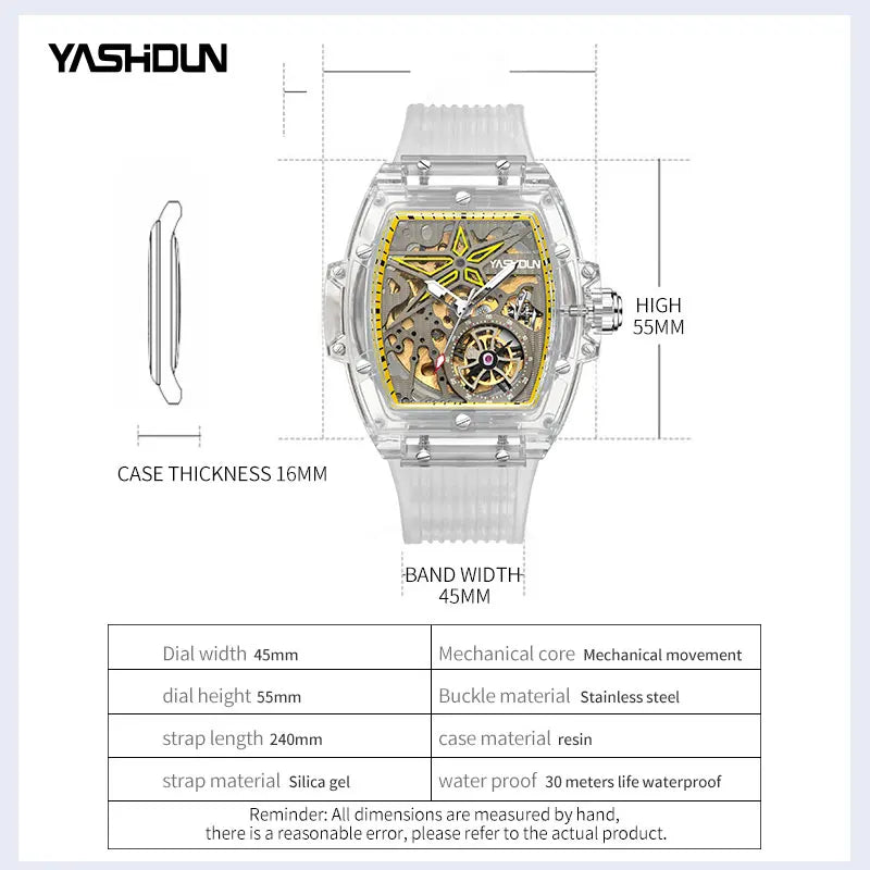Automatic Mechanical Watch for Man Business Watch Double Side Hollows Skeleton Tourbillon Transparent Mechanical Men's Watch