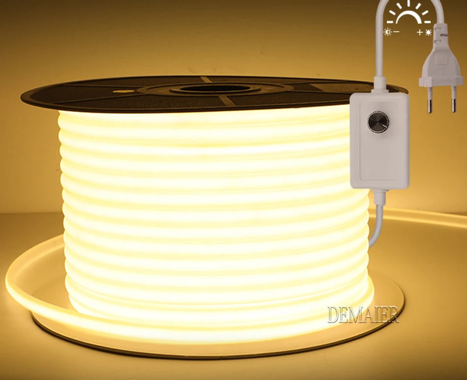 led Strip Brightness Waterproof COB LED Strip 220V Flexible Ribbon for Room Bedroom360 LEDS/m Kitchen Outdoor Garden Lighting