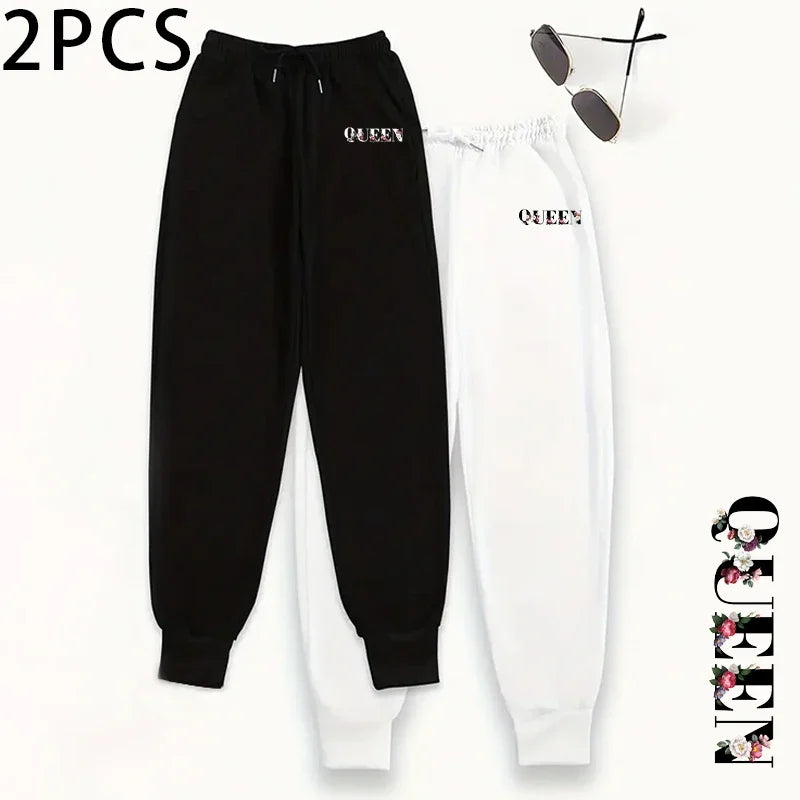 Womens Jogging Pants 2 Piece Set High Waist Sweatpants Fall Winter Lounge Wear Comfort Fit Yoga Casual Trousers 2packs Bottoms