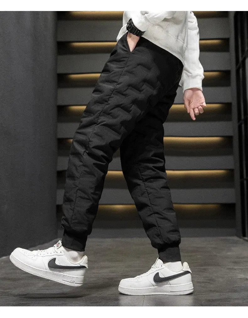 Men's down Pants Winter Outdoor Wear Thickened Large Size High Waist Warm Cold Proof Windproof Cotton Pants Harlan Style