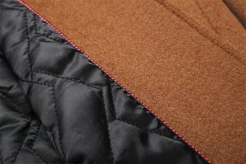 Wool 54.3% autumn and winter new men's woolen coat medium and long suit collar cotton thickened woolen coat men's coat