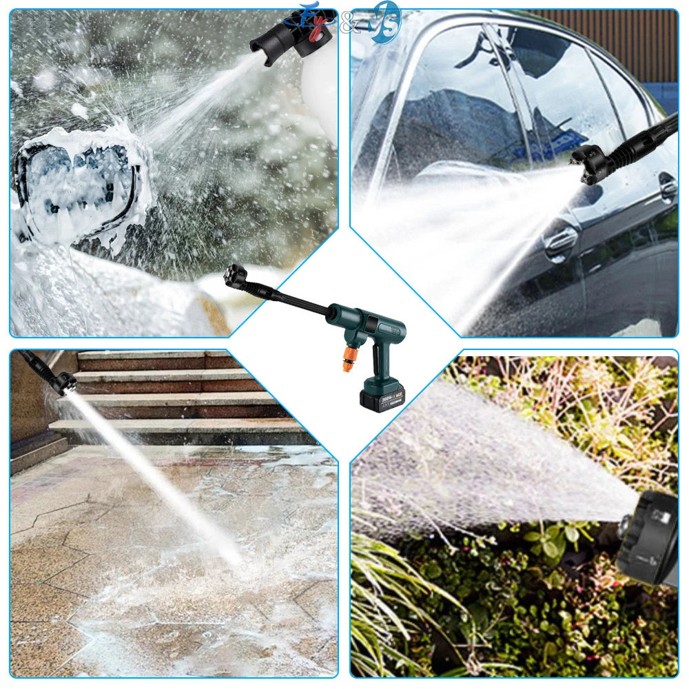 Portable Rechargeable Electric Pressure Washer with Hose, Multi-Nozzle for Car Washing, Garden Watering, Outdoor Cleaning