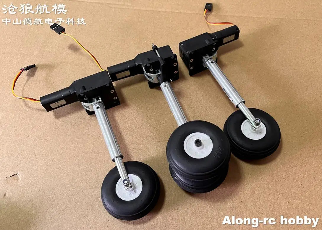 RC Plane Models Parts Height 111mm Retractable Landing Gear with PU Wheels for 2-3.5kg Hobby Airplane Aircraft DIY Jet Fighter