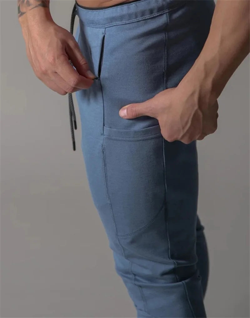 Spring and autumn sports trousers for men, running cotton slim-fitting trousers with ankle zippers, casual sweatpants