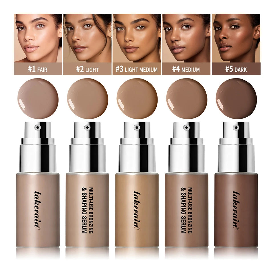 Lakerain Contouring Shaping Serum Long Lasting Nature Bronzing Foundation Deep Moisturizing Brighten Facial Contouring Concealer