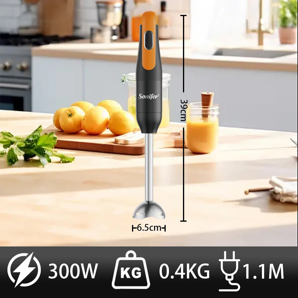 Hand Blender Set with Copper Motor, One-Button Control, 15000RPM Max, Detachable Stainless Steel Shaft & Blade, 300W