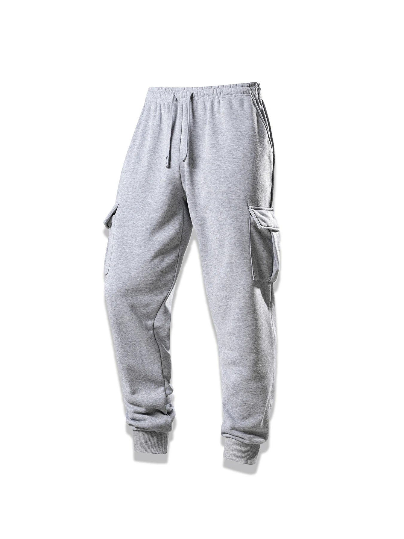 Spring Autumn Casual Sweatpants Men Drawstring Solid Color Cargo Pants Outdoor Running Pockets Trousers Male Daily Long Pants