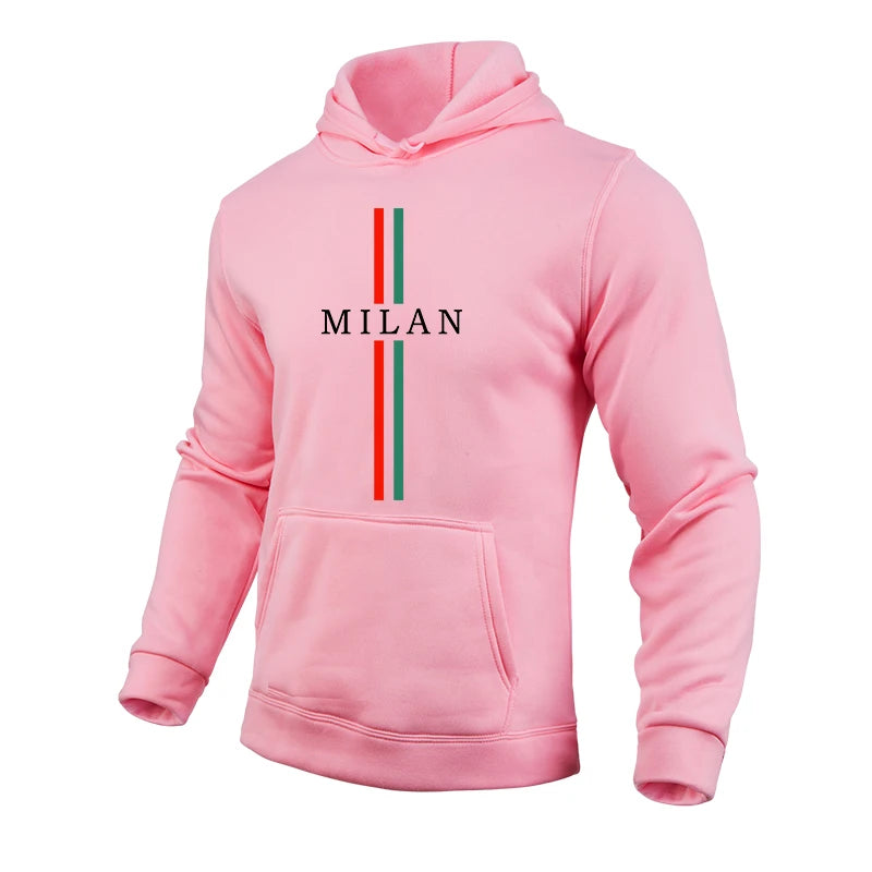 Milan Fashion Men's Hoodies High Quality Hooded Long Sleeved Pullover Male All Season Daily Casual Sports Fitness Sweatshirts