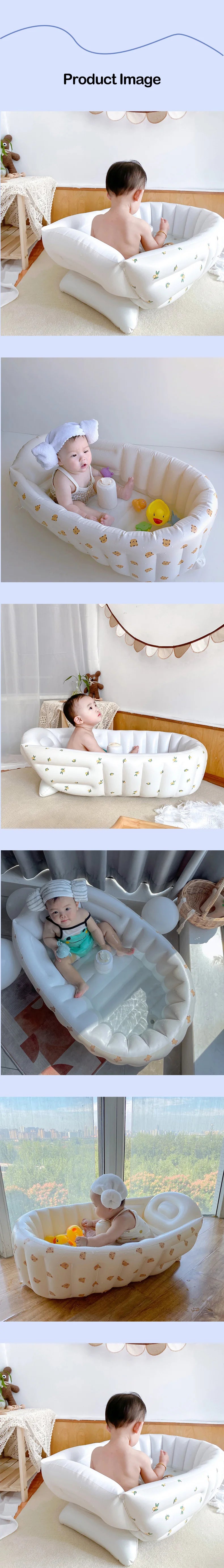 Baby portable shower basin, baby shower basin, household use, children can sit and lie down, foldable bathtub, inflatable bath b