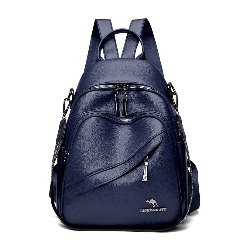 Fashion Backpacks Women Shoulder Bag Simple Rucksack Female Soft Leather Back Pack Ladies Travel Bag Large Capacity School Bags