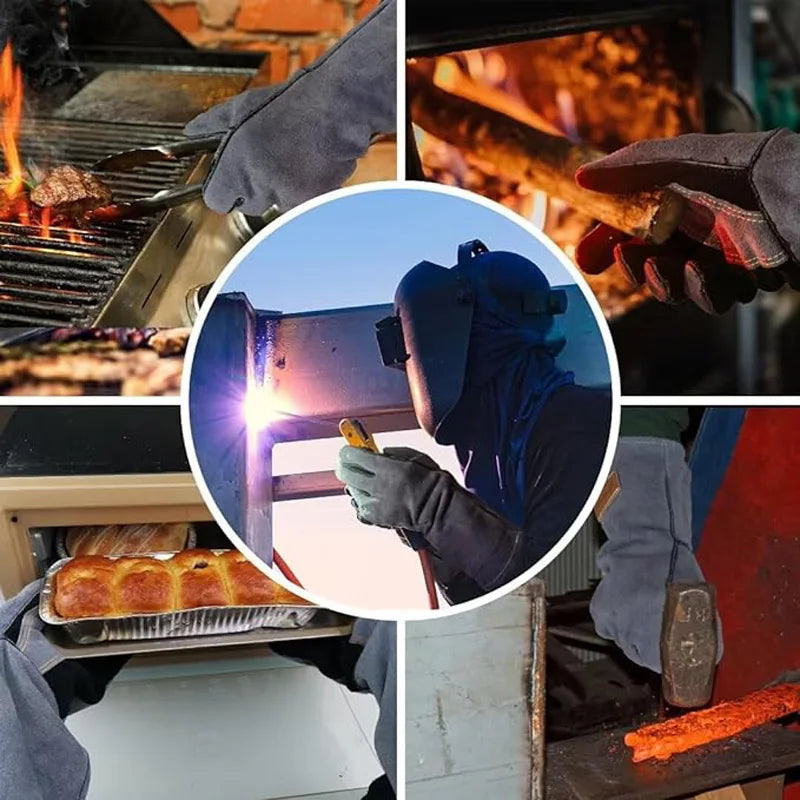 Welding Gloves,Tig/Mig Welding Glove,BBQ Oven Glove,guantes para soldar, Heat- Insulated Mittens