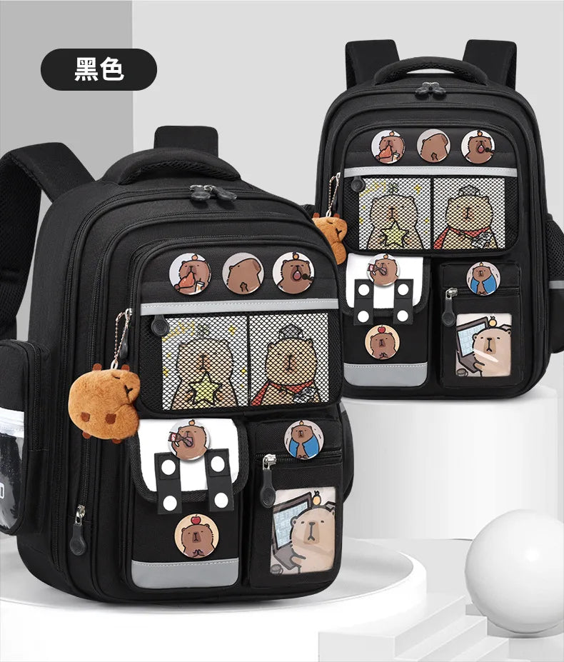 Capibara Student Schoolbag, Large-capacity Children Backpack.Girl Boy Kids Back To School Book Bags