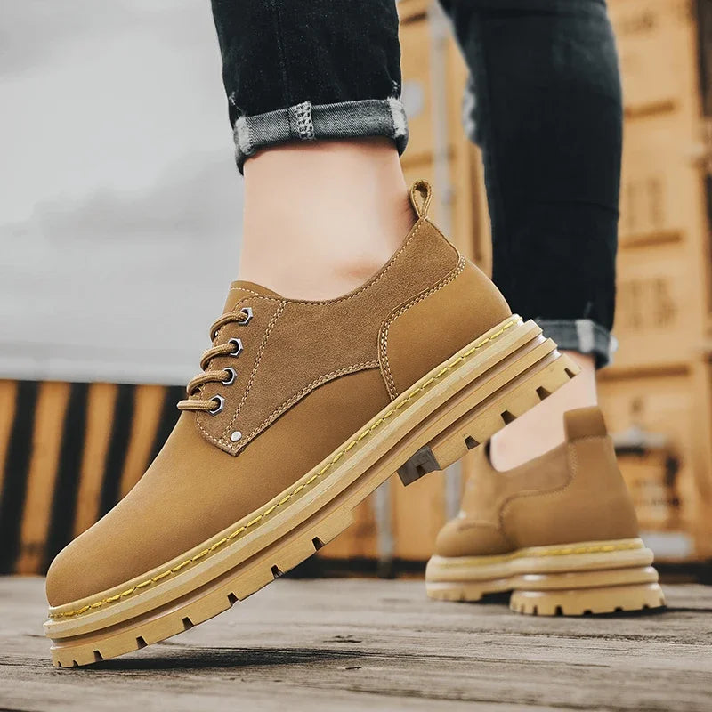 Fashion Men's Leather Shoes England Style Formal Shoes for Man Non Slip Ankle Boots Outdoor Waterproof Casual Tim Work Land Shoe